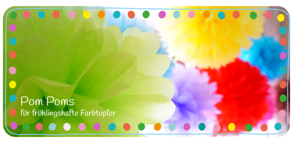 Bunte, farbenfrohe Pom Poms aus Seidenpapier für Ihre nächste Party - in vielen Größen und Farben bei uns im Onlineshop erhältlich..