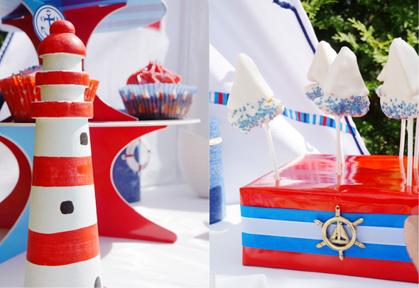 Segelboot-Cakepops und maritime Cupcakes