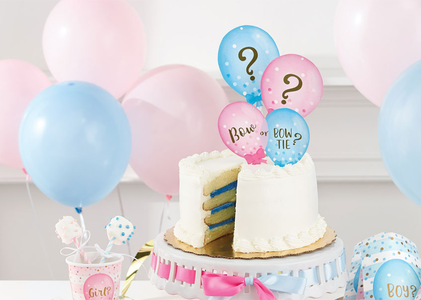 Es wird spannend... und süß! Cake Topper farblich perfekt passend zu eurer Gender Reveal Party