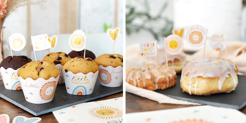 Unsere Sonnen-Cake-Picks verschönern blitzschnell deine Snacks zur Babyparty oder 1.Geburtstag
