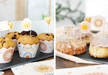 Unsere Sonnen-Cake-Picks verschönern blitzschnell deine Snacks zur Babyparty oder 1.Geburtstag