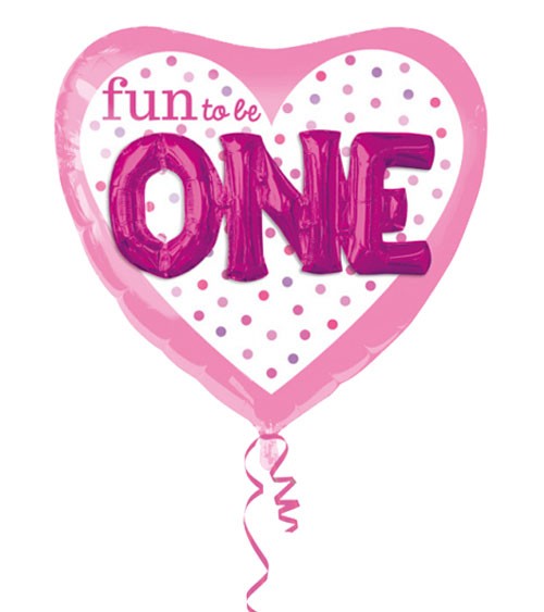 Multi-Folienballon mit 3D-Effekt "Fun to be One" - rosa/pink