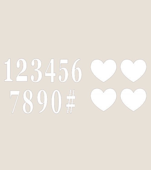 Sticker-Set "Zahlen & Herzen" - weiß - 16-teilig