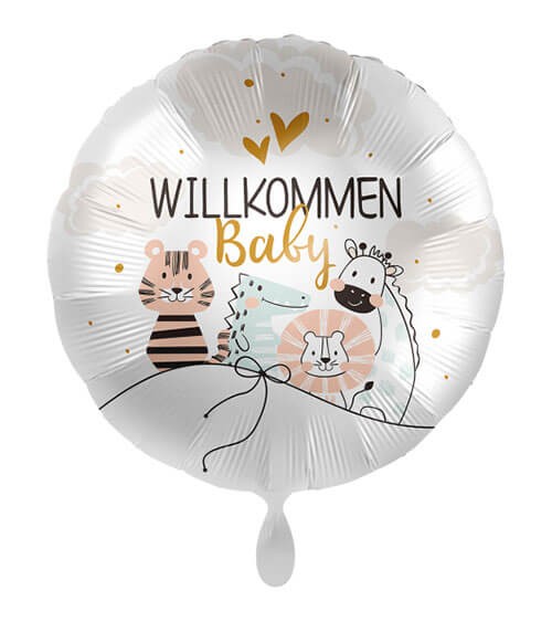 Folienballon mit Tieren "Willkommen Baby" - 43 cm