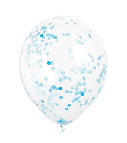 Konfetti-Ballons - hellblau - 30 cm - 6 Stück