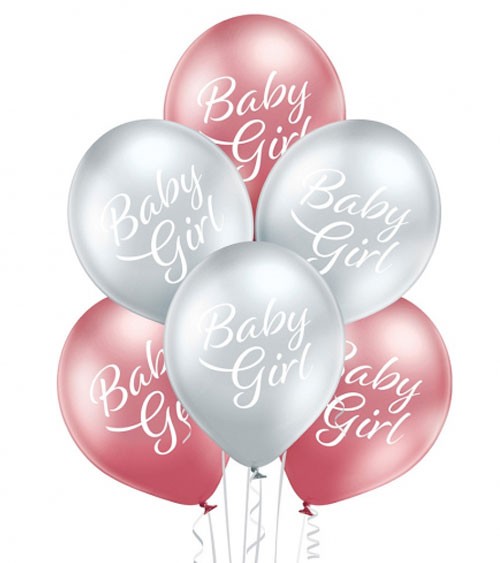 Luftballon-Set "Baby Girl" - rosegold, silber - 6-teilig