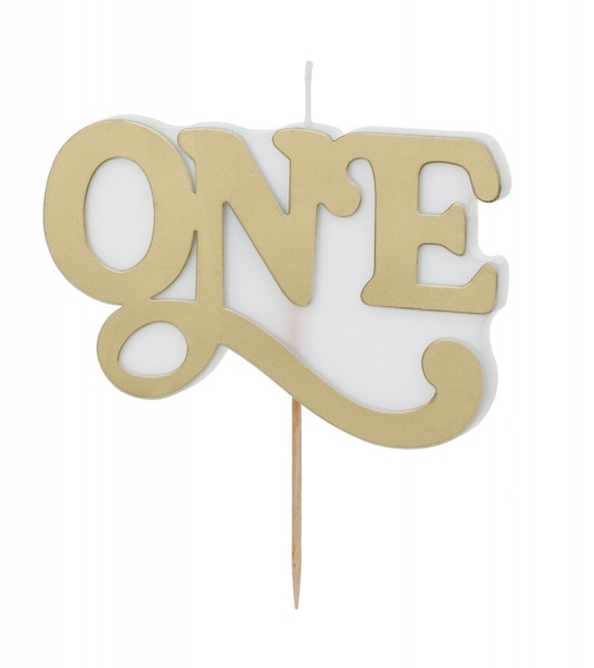 Kuchenkerze "One" - gold - 10 x 6,5 cm