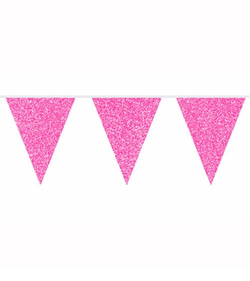 Wimpelgirlande mit Glitter - pink - 6 m