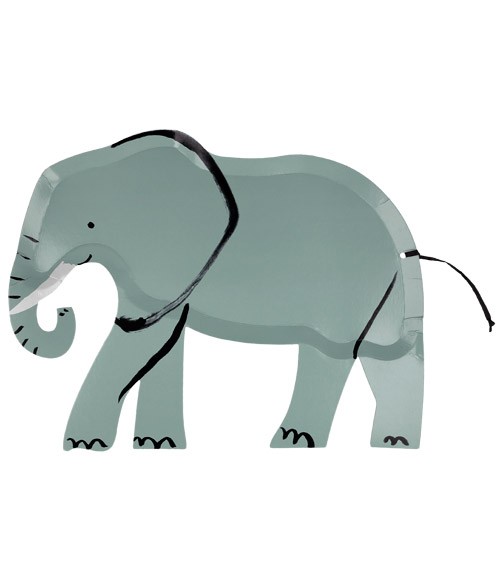 Elefanten-Shape-Pappteller - 8 Stück