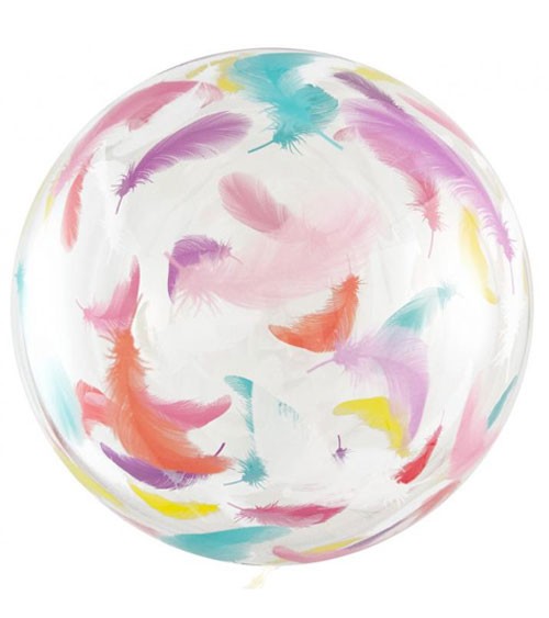 Transparenter Kugelballon mit Federn - 51 cm