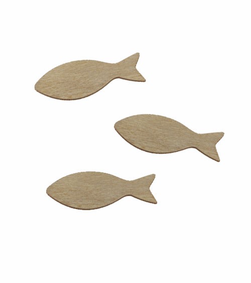 Streuteile aus Holz "Fisch" - braun - 5 cm - 15 Stück