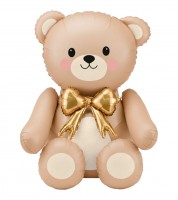Sitzender Folienballon "Teddy" - creme - 81 x 90 cm