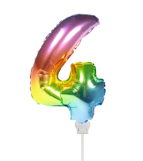 Folienballon Zahl "4" - rainbow - 36 cm