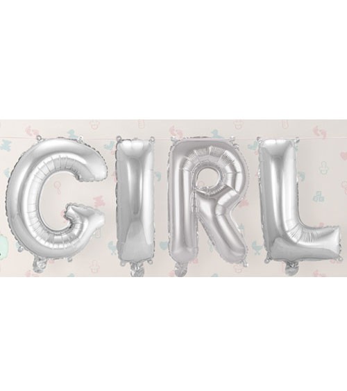 Folienballon-Set "GIRL" - silber - 36 cm