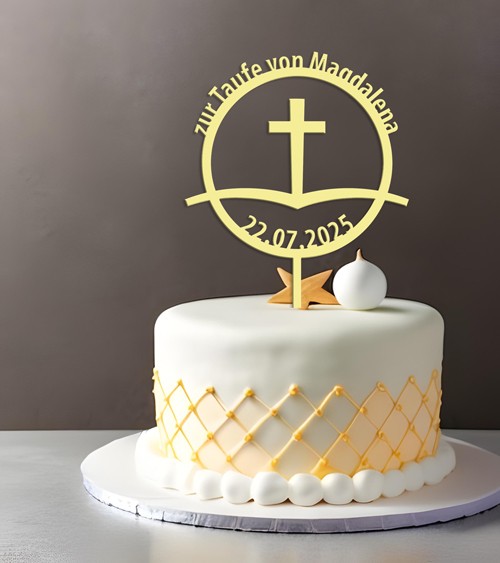 Dein Cake-Topper aus Acryl "Kreuz" - Wunschtext