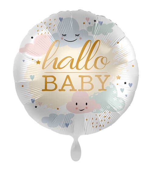 Folienballon mit Wolken "Hallo Baby" - 43 cm