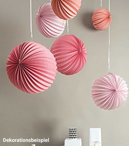 Papierlampion-Set - pink, rosa, orange - 3-teilig
