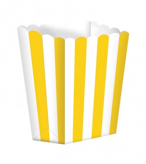 Popcornboxen mit Streifen - gelb - 5 Stück