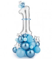 DIY Ballon-Bouquet "1. Geburtstag" - blau - 90 x 140 cm