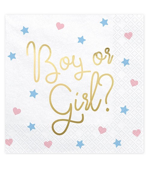 Servietten "Boy or Girl" mit Golddruck - 20 Stück