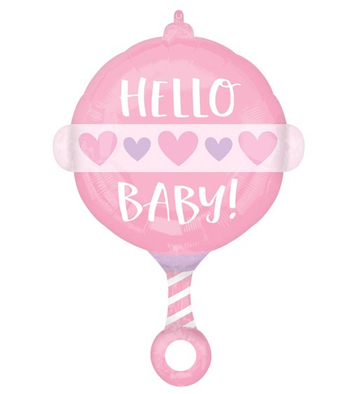 Rassel-Folienballon "Hello Baby Girl" - 43 x 60 cm
