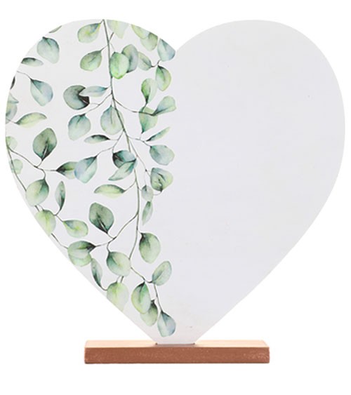 Tischdeko Herz aus Holz "Greenery" - 19 cm