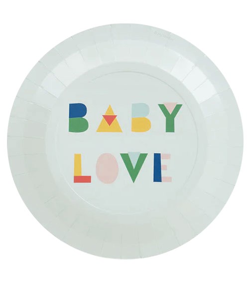 Pappteller "Baby Love" - mint - 8 Stück