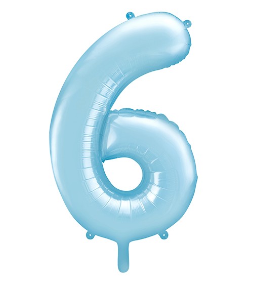 Supershape-Folienballon "6" - pastellblau - 86 cm