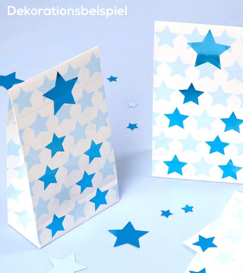 Partytüten mit Sticker "Little Star Blue" - 5 Stück