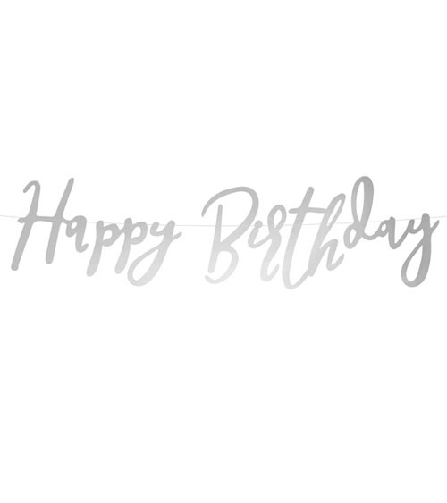 Happy Birthday-Girlande - silber - 62 cm