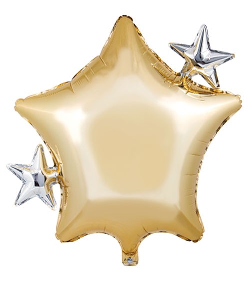 Supershape-Folienballon "Sterne" - gold & silber - 61 cm