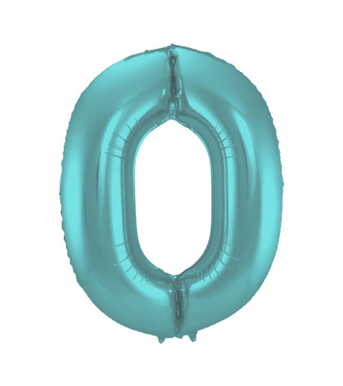 Zahl-Folienballon "0" - matt pastel mint - 86 cm