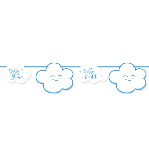 Motivgirlande "Wolken Baby Shower" - blau - 4 m