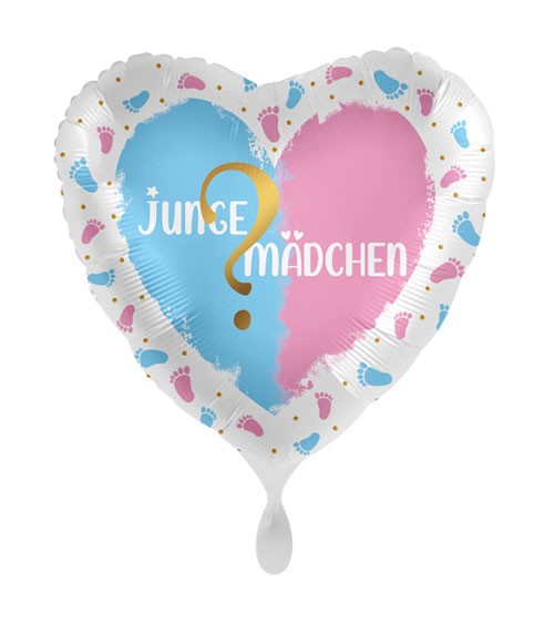 Herz-Folienballon mit Füßchen "Junge oder Mädchen?" - 43 cm