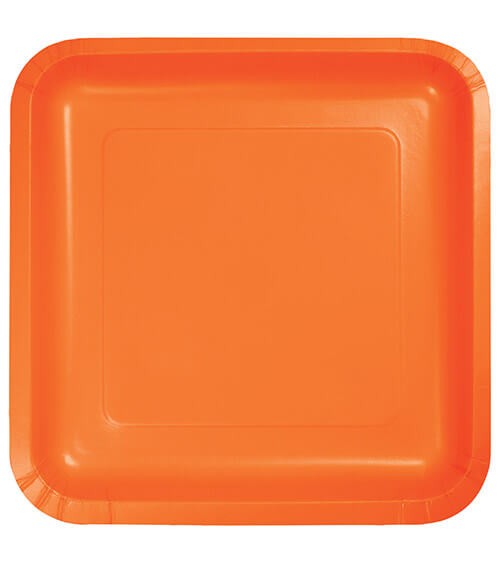 Eckige Pappteller - orange - 18 Stück