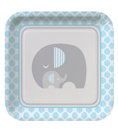 Pappteller "Kleiner Elefant - hellblau" - 8 Stück