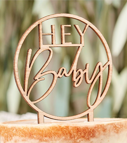 Cake-Topper aus Holz "Hey Baby"