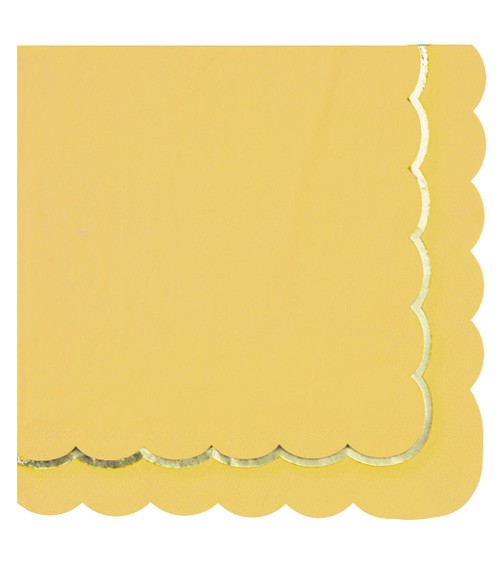 Servietten mit Wellenrand - gelb, gold - 16 Stück