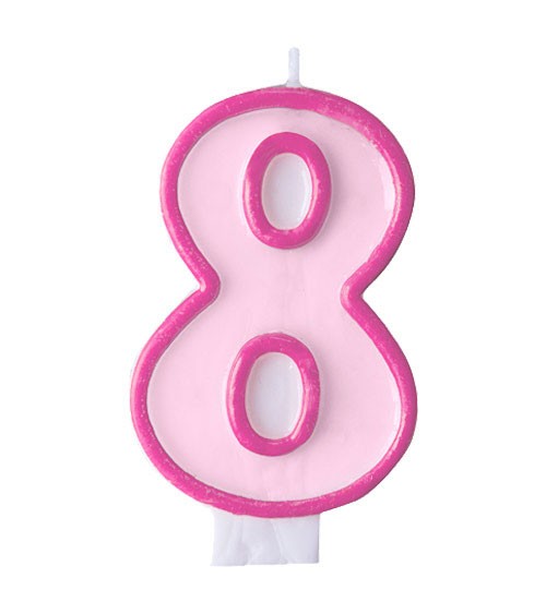 Geburtstagskerze "8" - rosa/pink