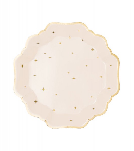 Pappteller mit goldenen Sternen - beige - 6 Stück