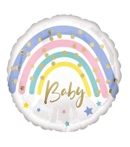 Folienballon "Baby" - Pastel Rainbow - 43 cm