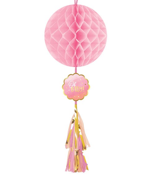 Wabenball mit Tasseln "Oh Baby Girl" - 74,9 cm