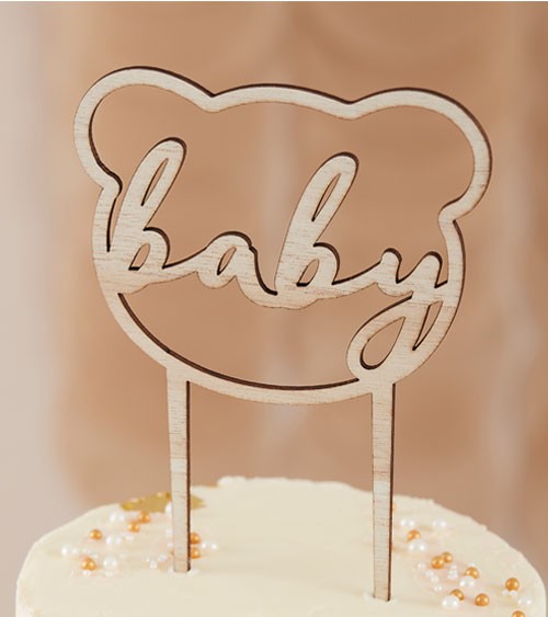 Cake-Topper aus Holz "Teddy" - Baby - 12 x 16 cm
