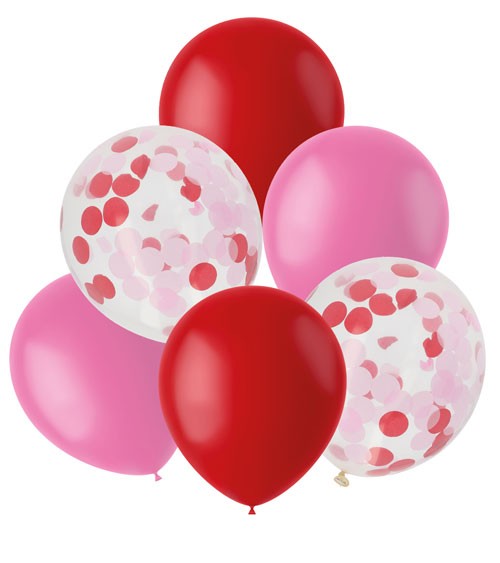 Luftballon-Set - Farbmix rot & rosa - 6-teilig