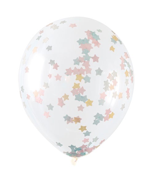 Transparente Ballons mit Sternkonfetti - pastell - 5 Stück