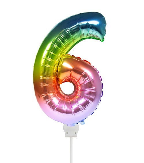 Folienballon Zahl "6" - rainbow - 36 cm