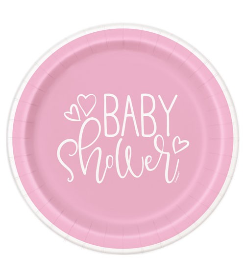 Pappteller "Baby Shower - rosa" - 8 Stück