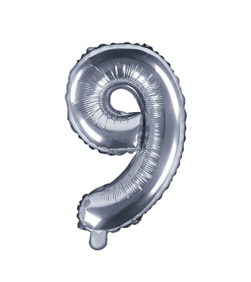Folienballon Zahl "9" - silber - 35 cm