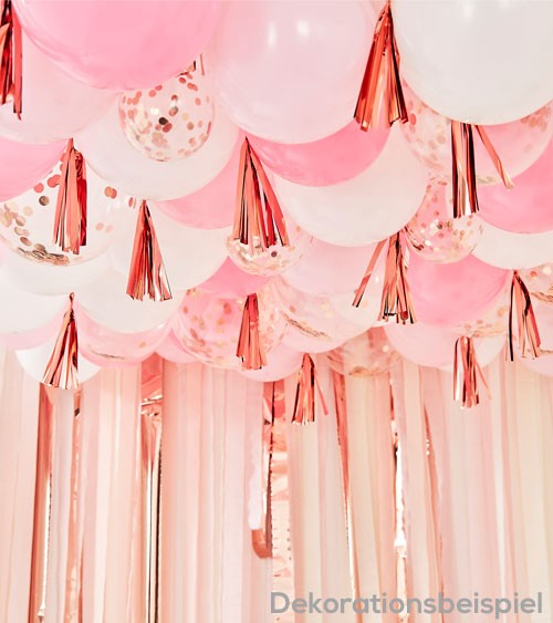 Ballon-Deko-Set für Decken - rosa, weiß, rosegold - 179-teilig