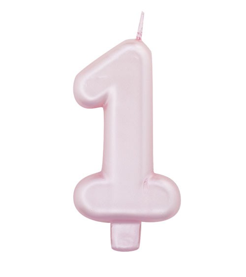 Geburtstagskerze Zahl "1" - perlmutt rosa